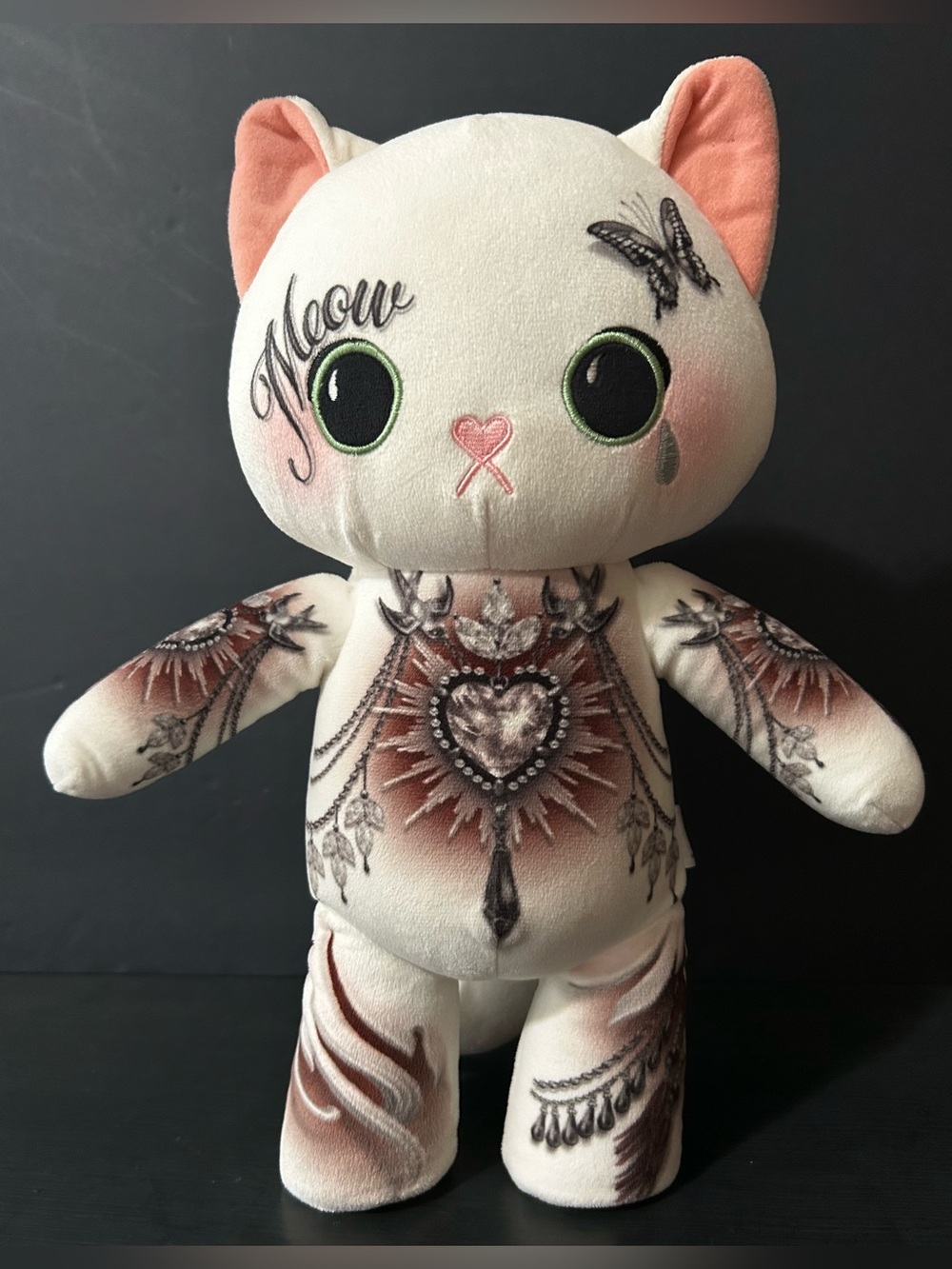 Rare Ryan Ashley "Omnia" Clairvoyant Kitty Plush, 14 Inches, Tattoo Zoo
